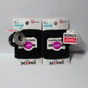 2 Scunci Comfortable Medium Hold Black Hair Ties